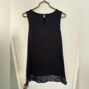 ELLE Elegant Black Sleeveless Dress With Hem Decor